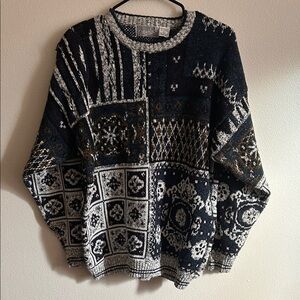 Vintage 90's Method Navy/Brown/White Patterned 'Acrylic/Cotton Mens Lge Sweater